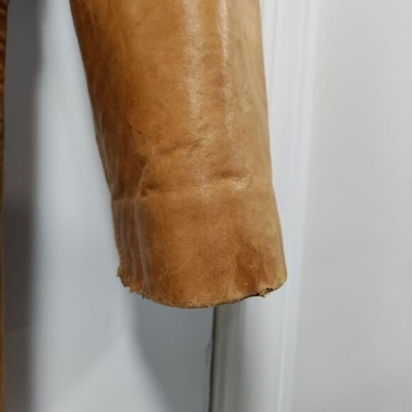 Vintage 70's Mens Butter Soft Tan Leather Blazer M - Picture 11 of 16